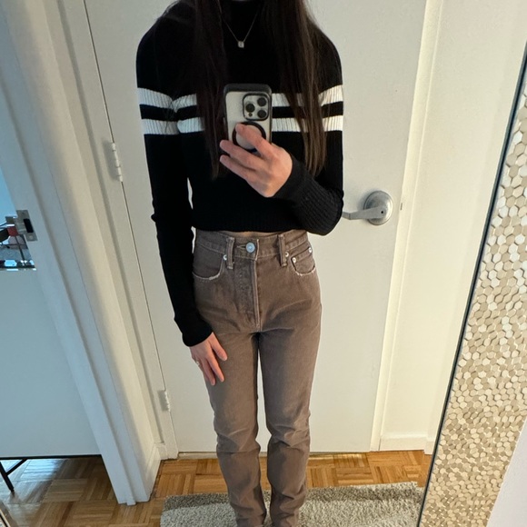 Superdown ribbed black long sleeve with white stripes - Picture 2 of 4